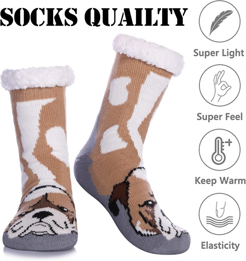 LINEMIN Mens Warm Slipper Socks Soft Cozy Fuzzy Fleece-Lined Winter Non Slip Indoor Christmas Socks - Image 4